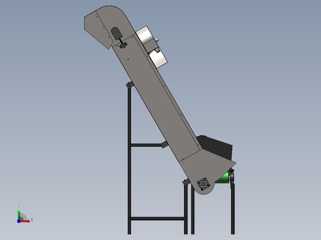 提升机倾斜输送带sw18可编辑前视图
