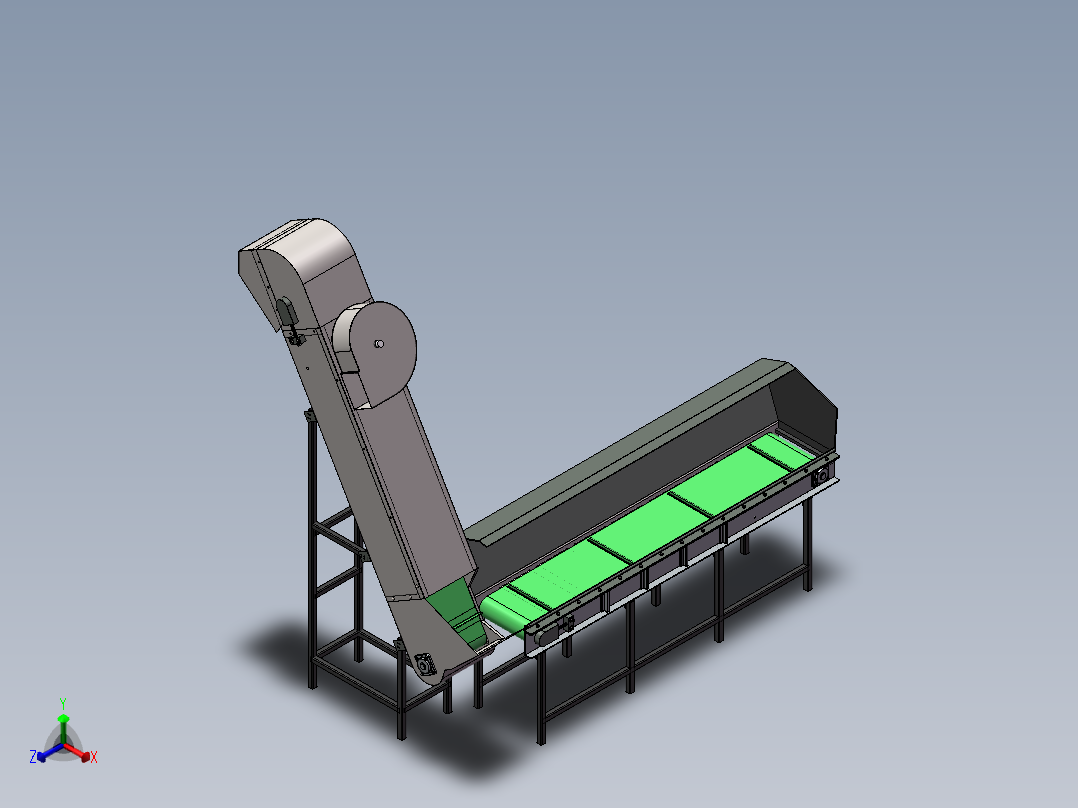 提升机倾斜输送带sw18可编辑正等轴测图