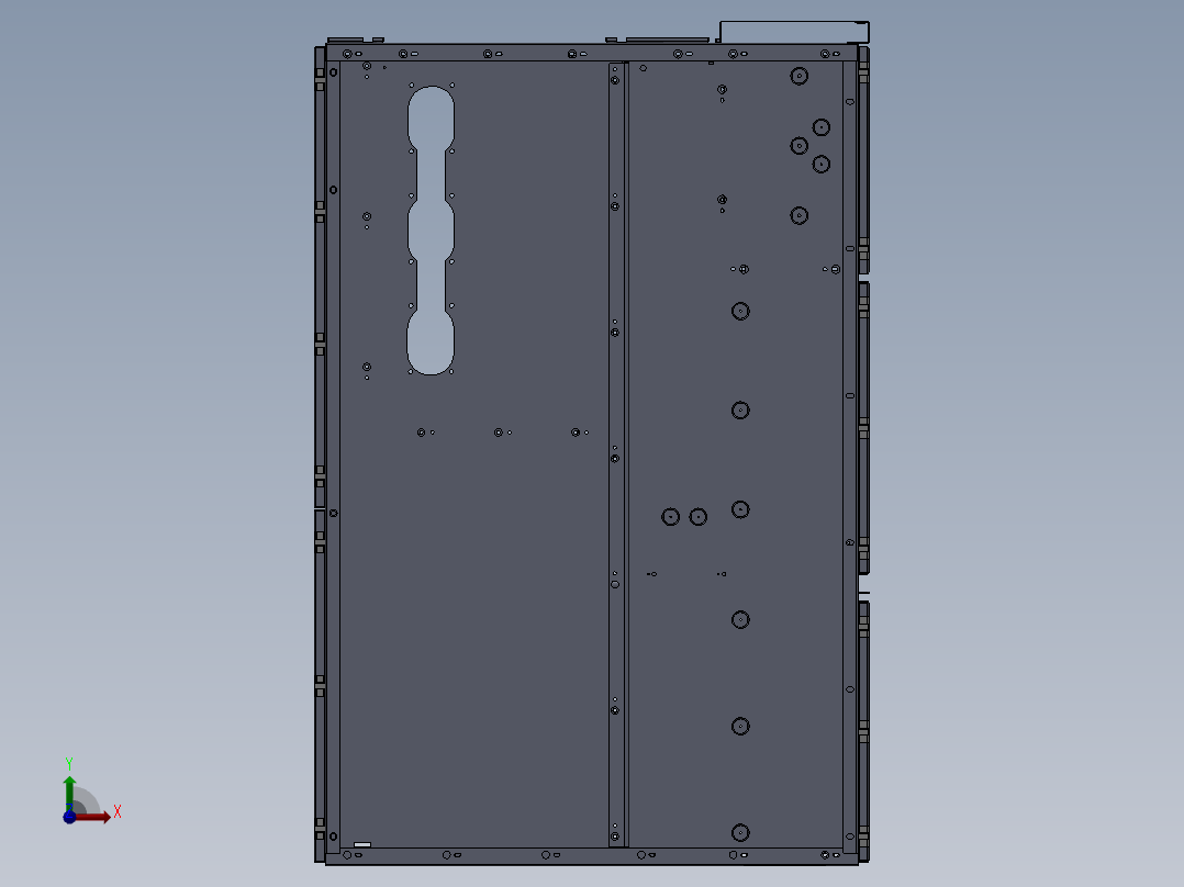 （dwg）中置柜分解与装配钣金柜前视图