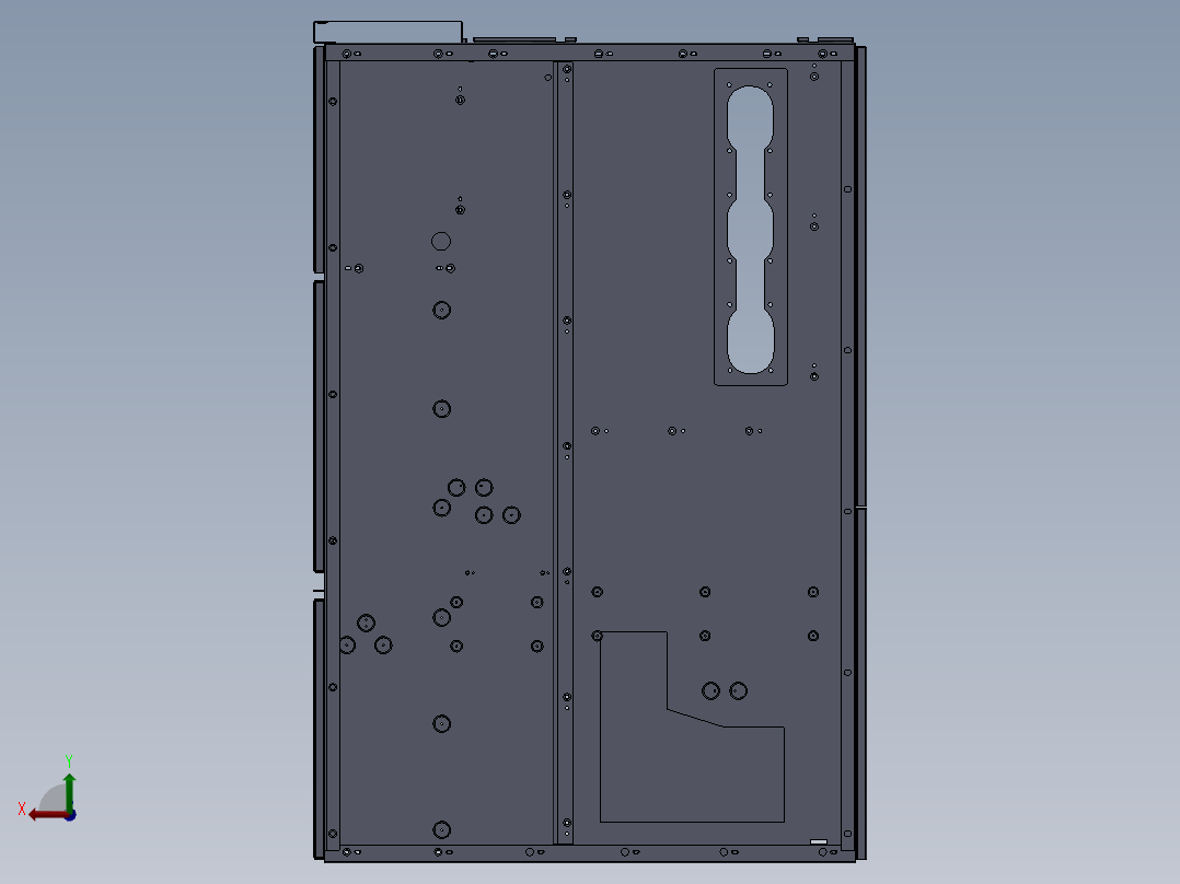 （dwg）中置柜分解与装配钣金柜后视图