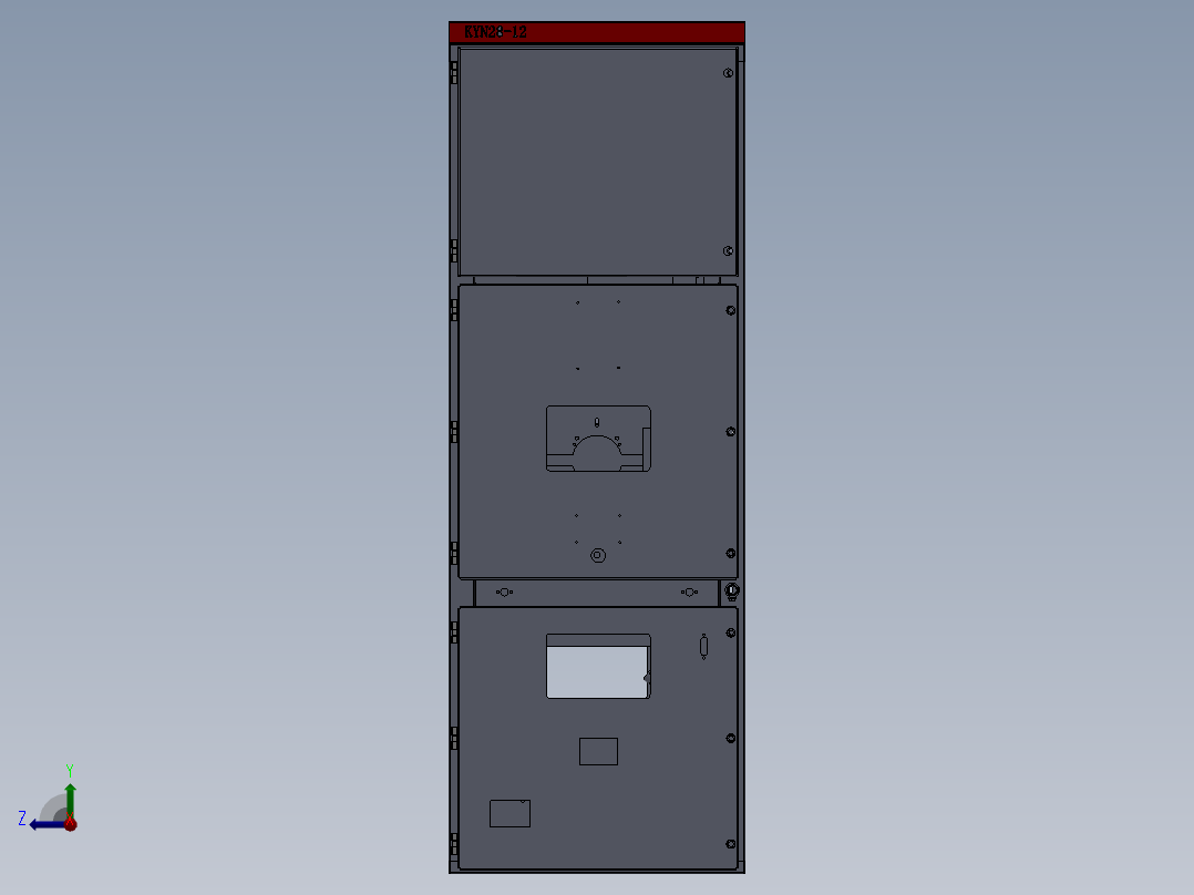 （dwg）中置柜分解与装配钣金柜右视图
