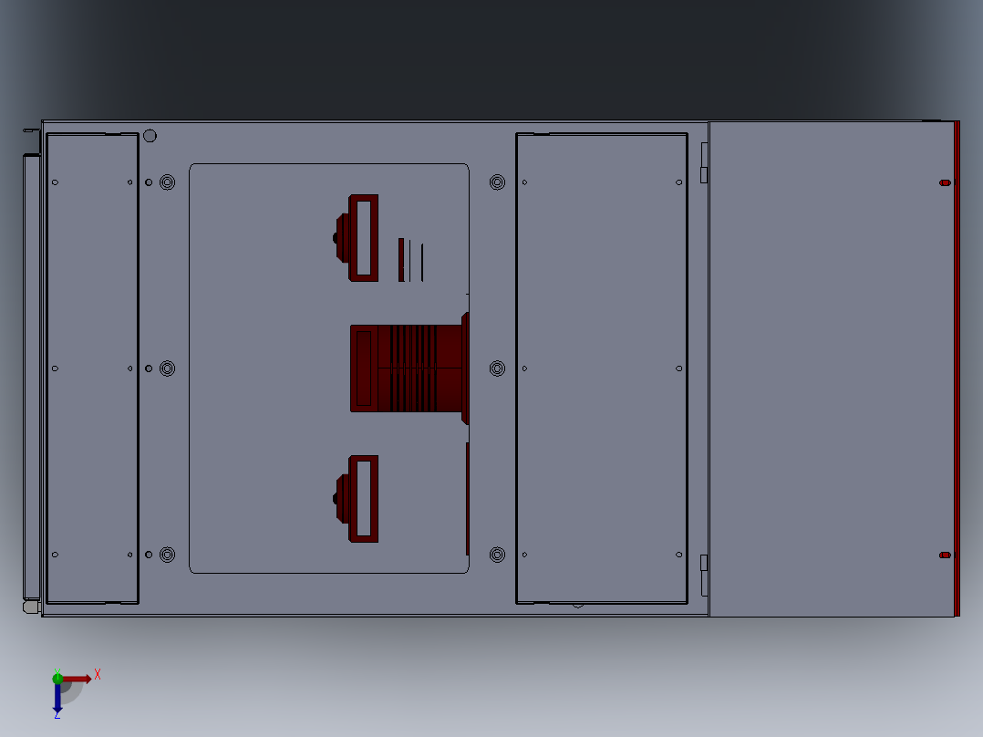 （dwg）中置柜分解与装配钣金柜俯视图