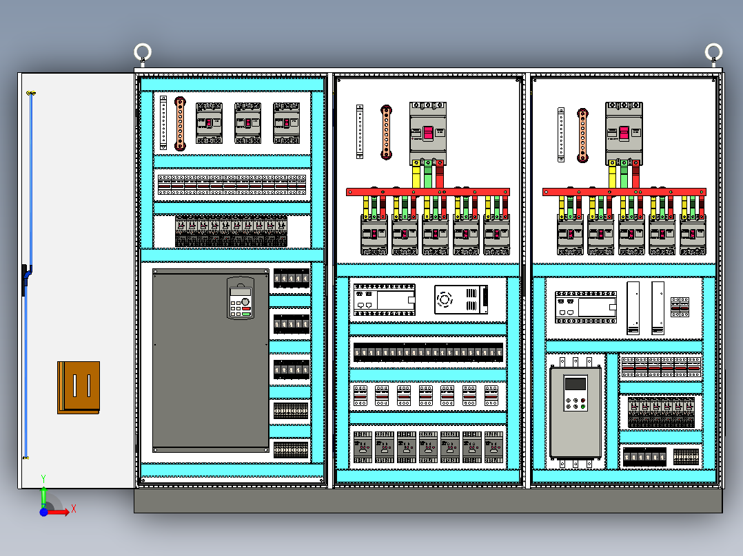 三柜组装变频器630A电源控制柜前视图