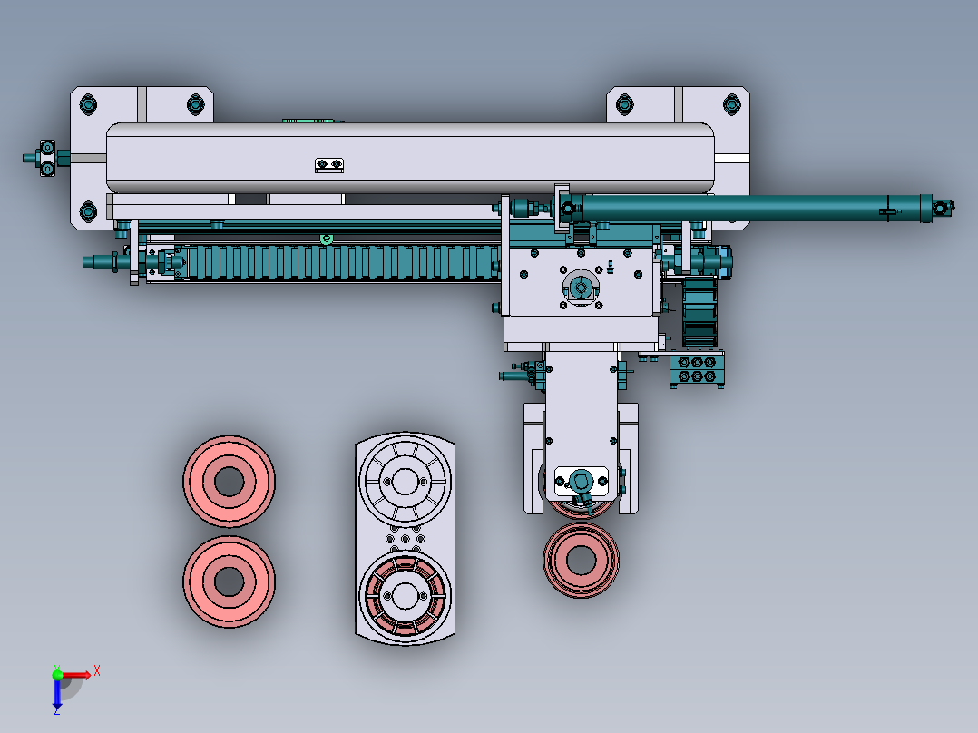 夹持翻转压合机构俯视图