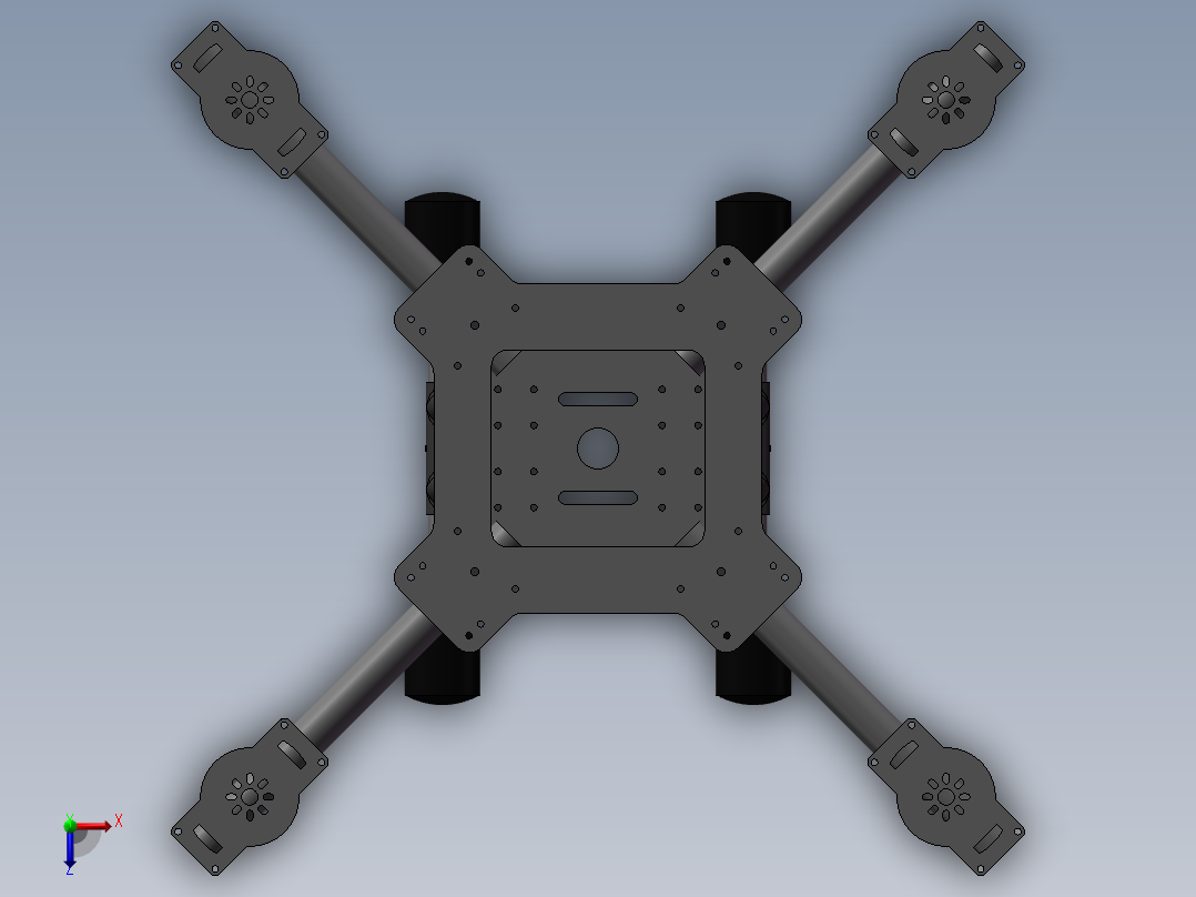 四旋翼无人机机架简易模型俯视图