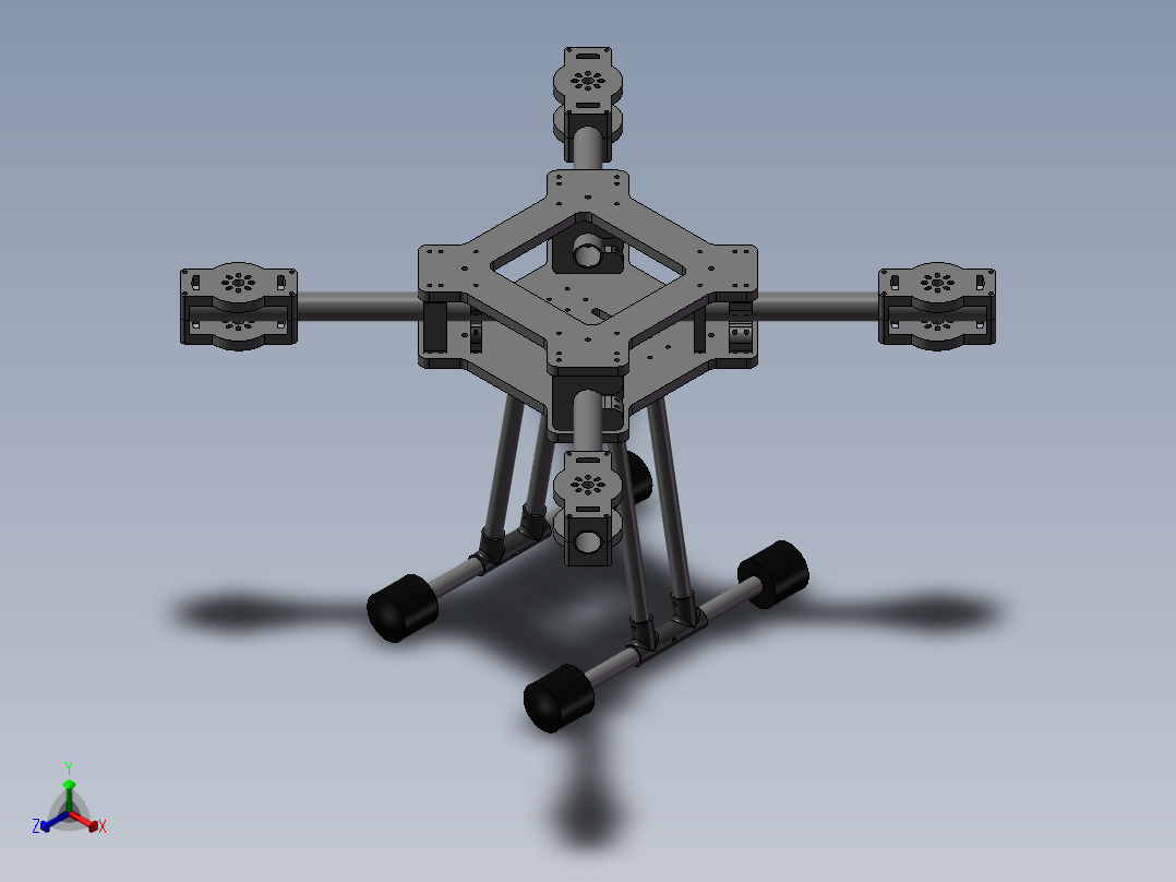 四旋翼无人机机架简易模型正等轴测图