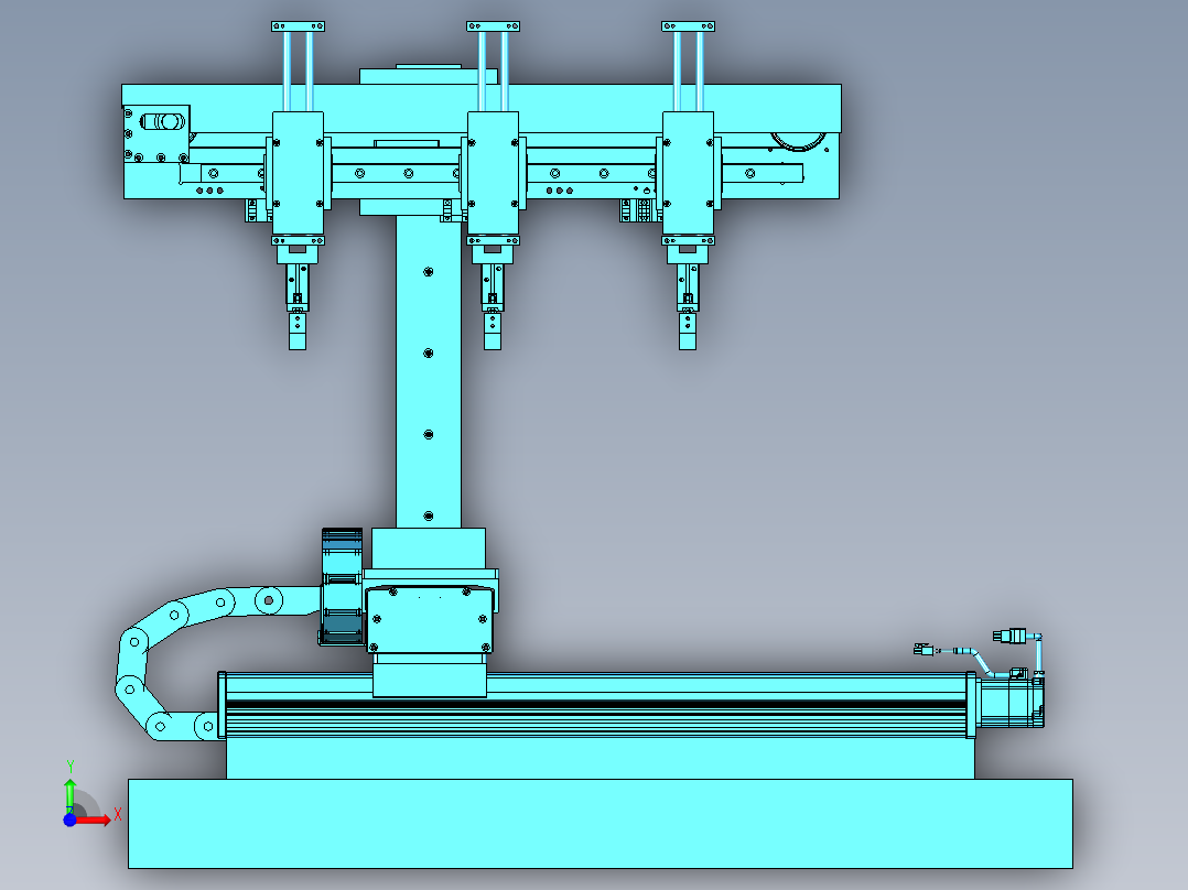 多轴移动的自动化搬运机构前视图