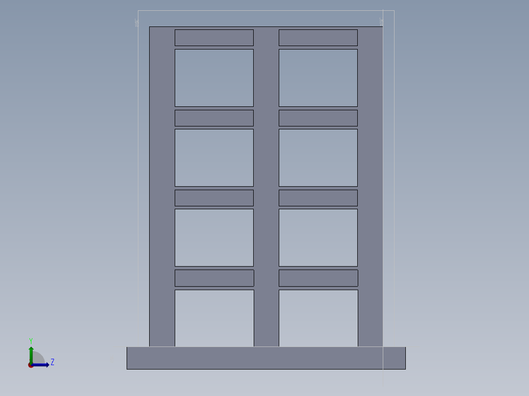 4层建筑，面积100_40英尺左视图