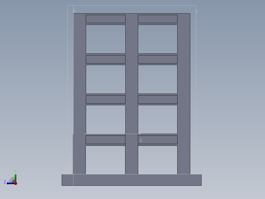 4层建筑，面积100_40英尺右视图