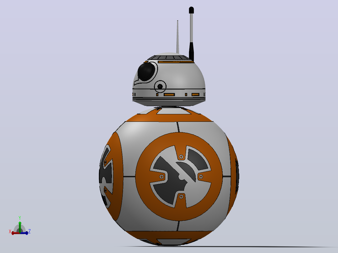 星球大战BB-8机器人造型3D图纸+Solidworks设计主视图