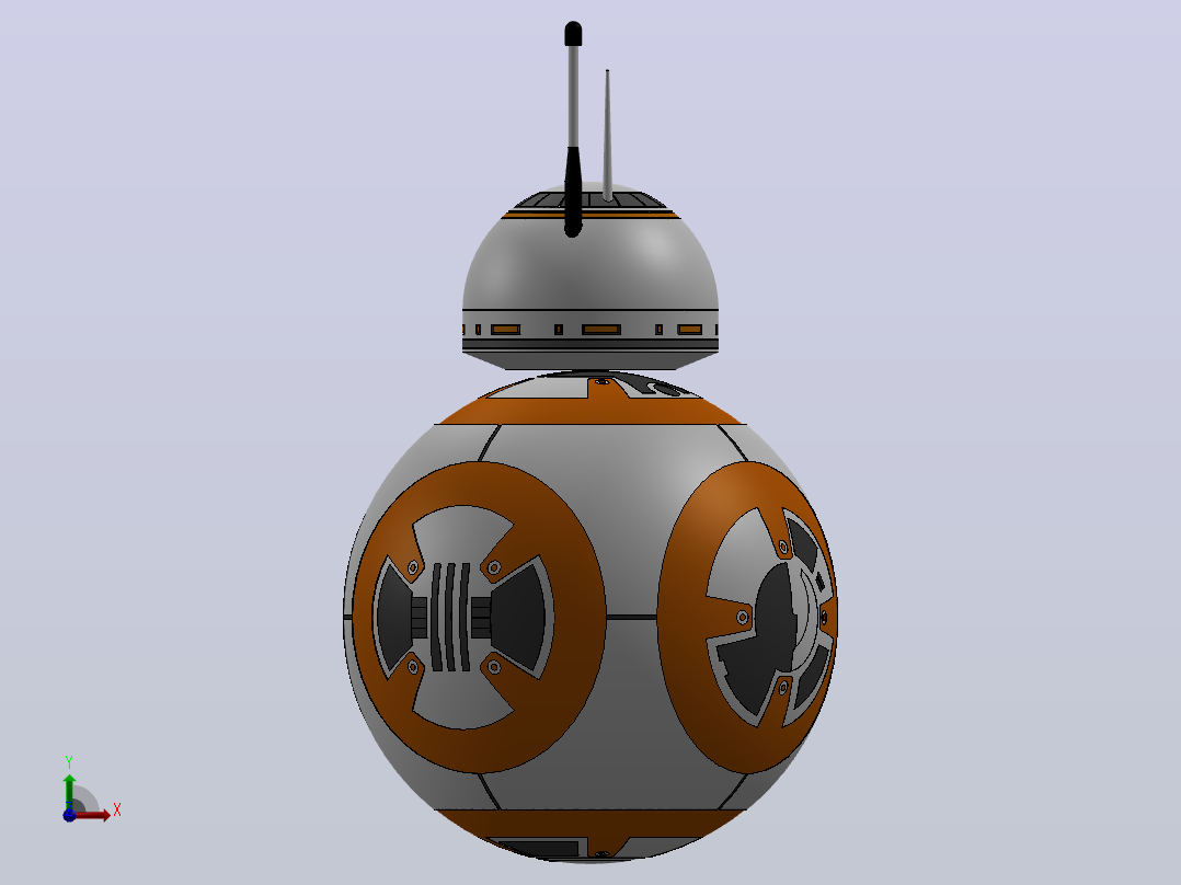 星球大战BB-8机器人造型3D图纸+Solidworks设计前视图
