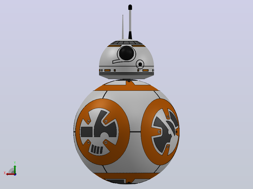 星球大战BB-8机器人造型3D图纸+Solidworks设计后视图