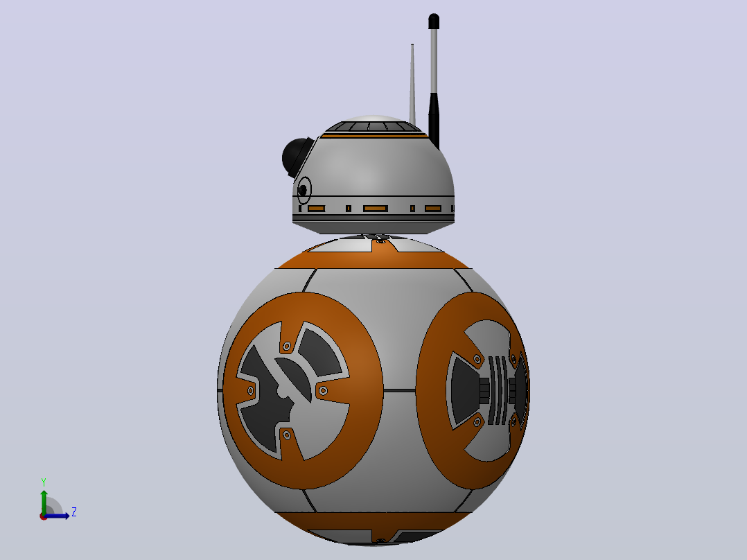 星球大战BB-8机器人造型3D图纸+Solidworks设计左视图