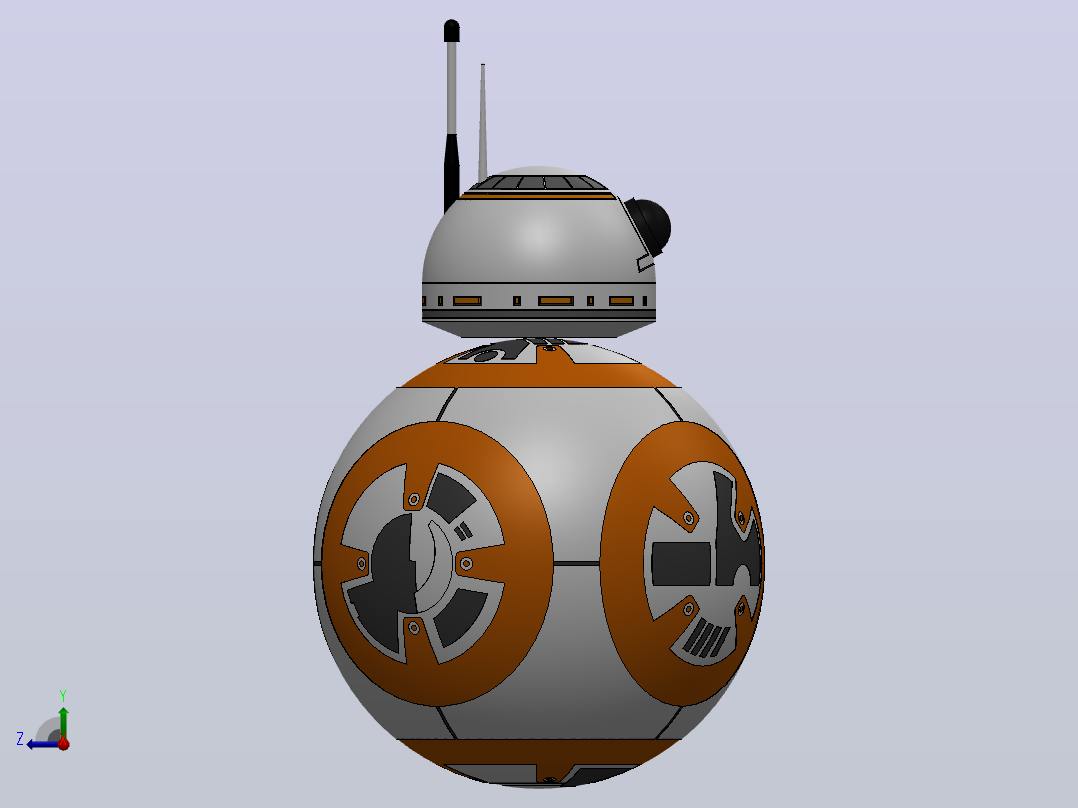 星球大战BB-8机器人造型3D图纸+Solidworks设计右视图