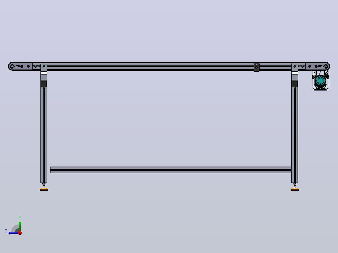 齿形同步带左边驱动皮带线 Solidworks18设计右视图