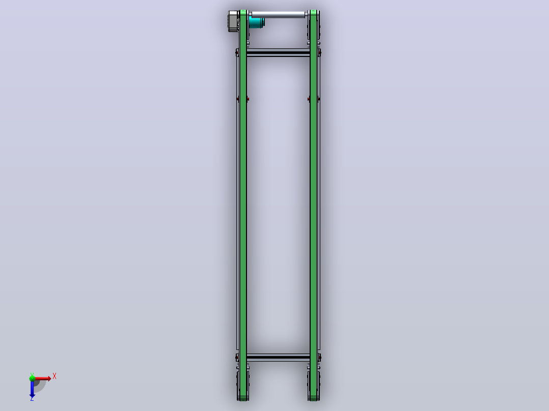 齿形同步带左边驱动皮带线 Solidworks18设计俯视图
