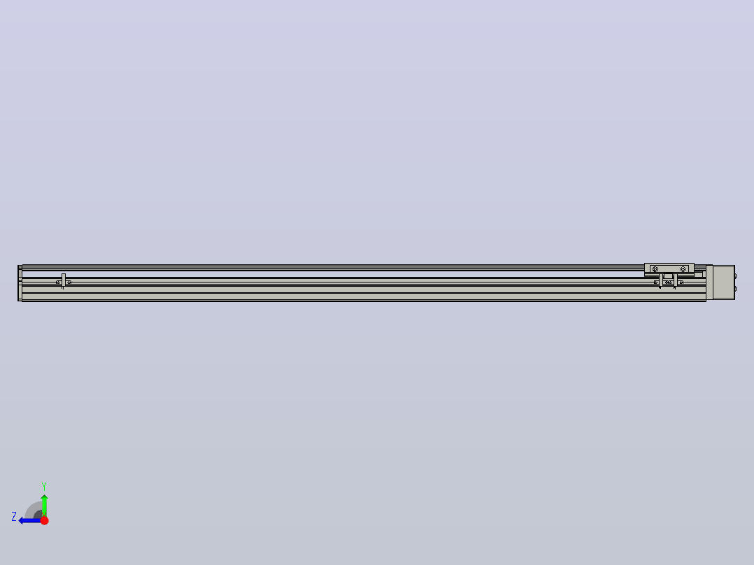 SYS12-BL-1050-200W滚珠花健、支撑座、滚珠丝杠、交叉导轨、直线模组.STEP右视图