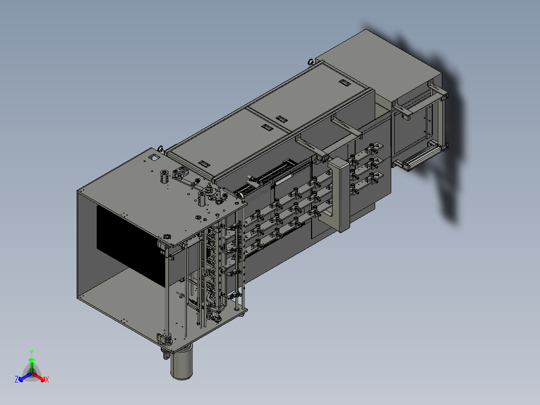 卷布自动折边_缝合_剪线头正等轴测图