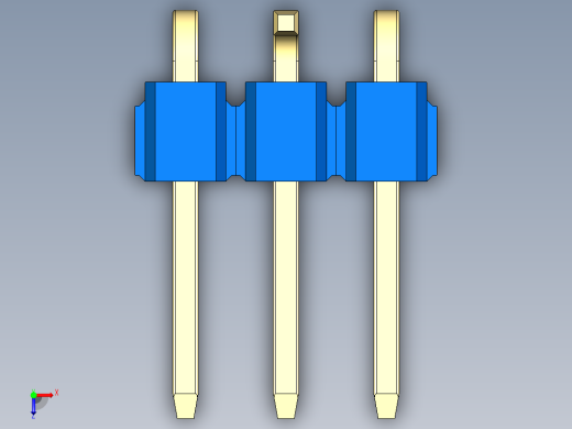 彩色公排针 100mil 2.54mm 系列-DS1022_blue_03p_100mil_Type_SMT_R2_rev1.0俯视缩略图