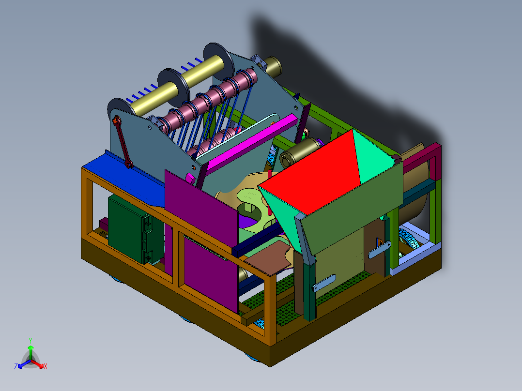拾取与装卸的智能化小车正等轴测图