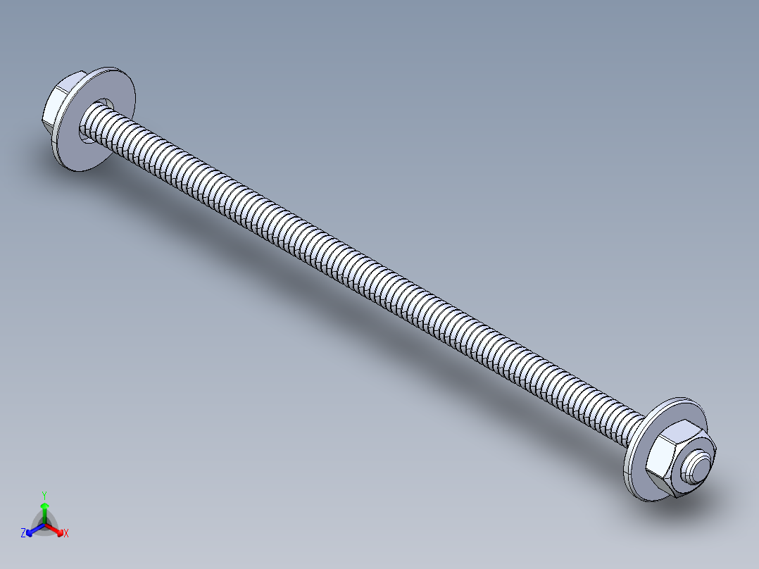 紧固件-IGES 0.2500 All-Thread主视图