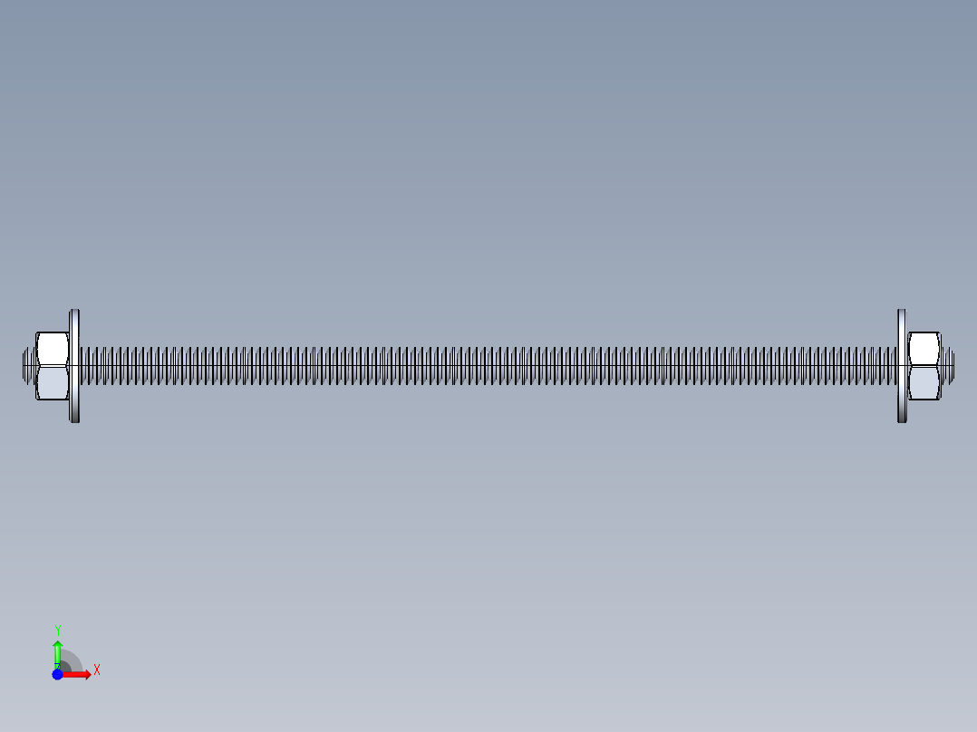 紧固件-IGES 0.2500 All-Thread前视图