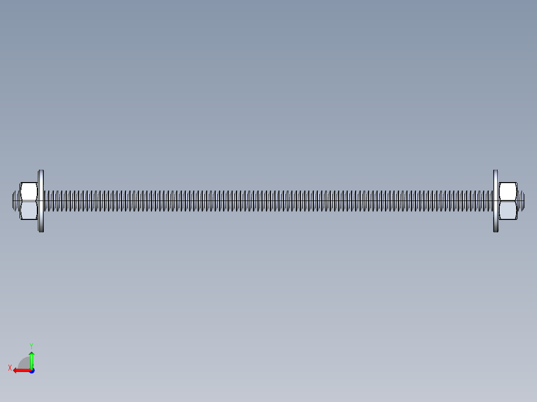 紧固件-IGES 0.2500 All-Thread后视图