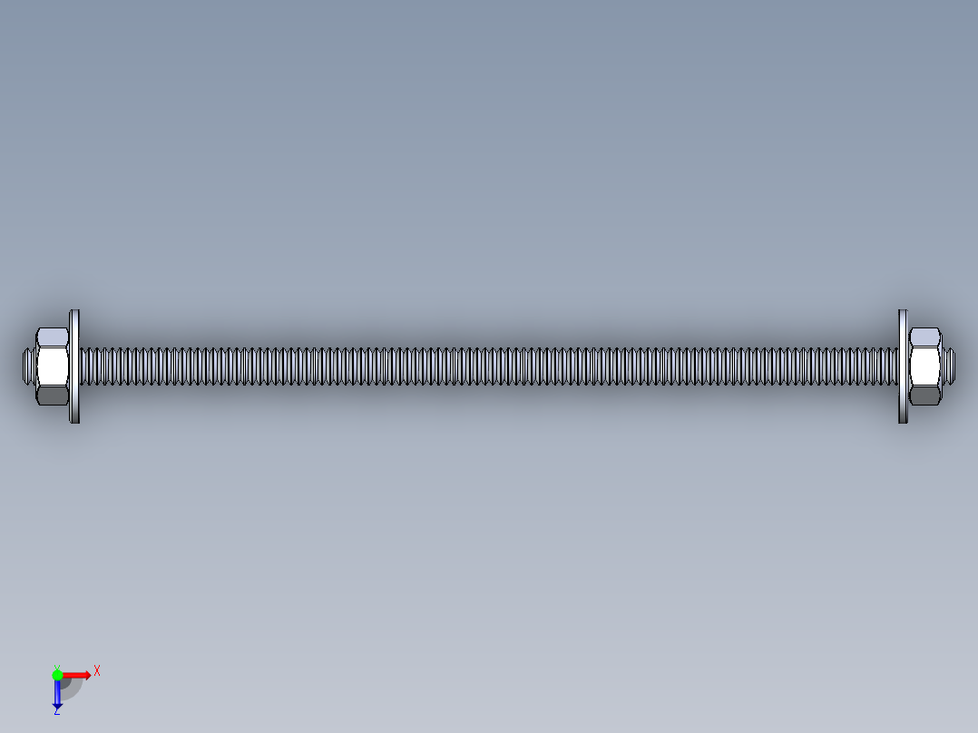 紧固件-IGES 0.2500 All-Thread俯视图