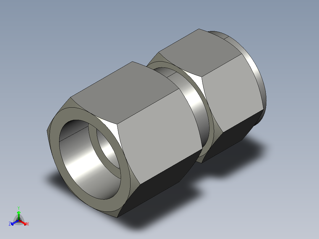 卡套式工业通用硬管接头16_gbu-s正等轴测图