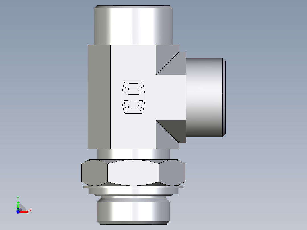 卡套式工业通用硬管接头EO_Adjustable_locknut_run_tee_LEE25SROMDCF前视图