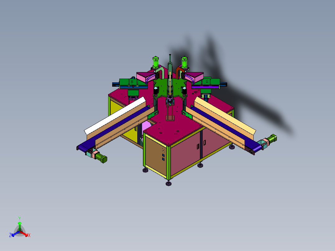 球拍手柄小侧板打磨装置正等轴测图