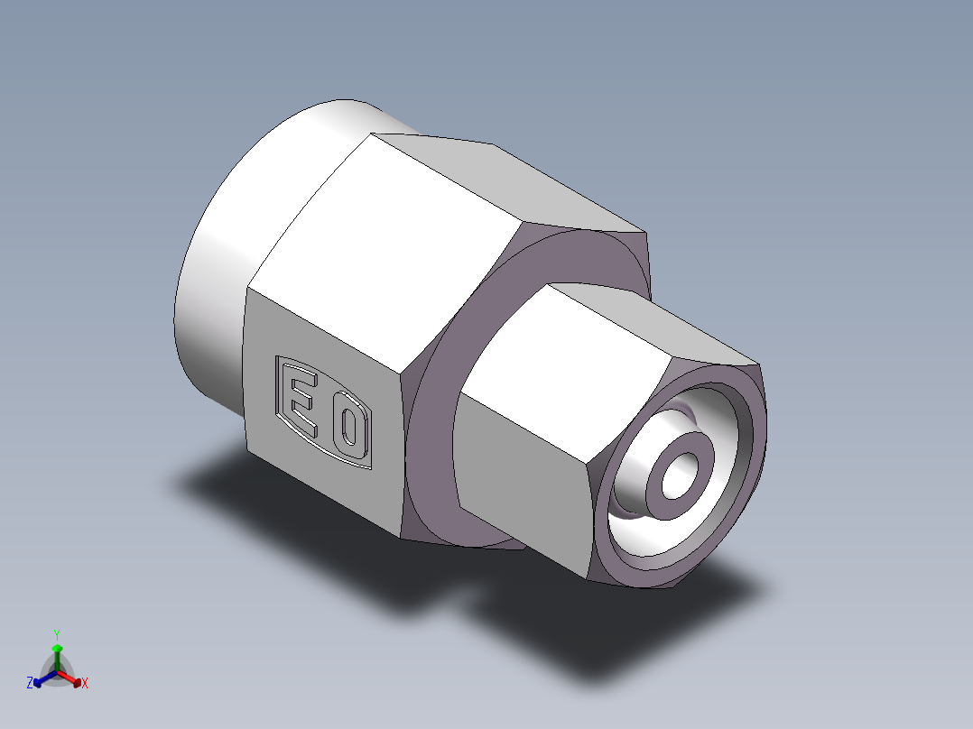 压力表接头-带螺母、7BD-08-16GDK+S正等轴测图