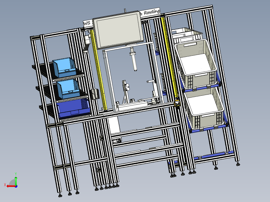 物料架结构3D模型后视图