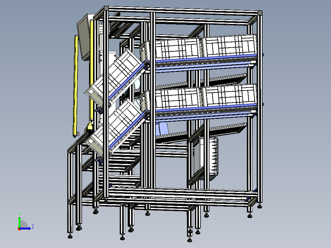 物料架结构3D模型左视图