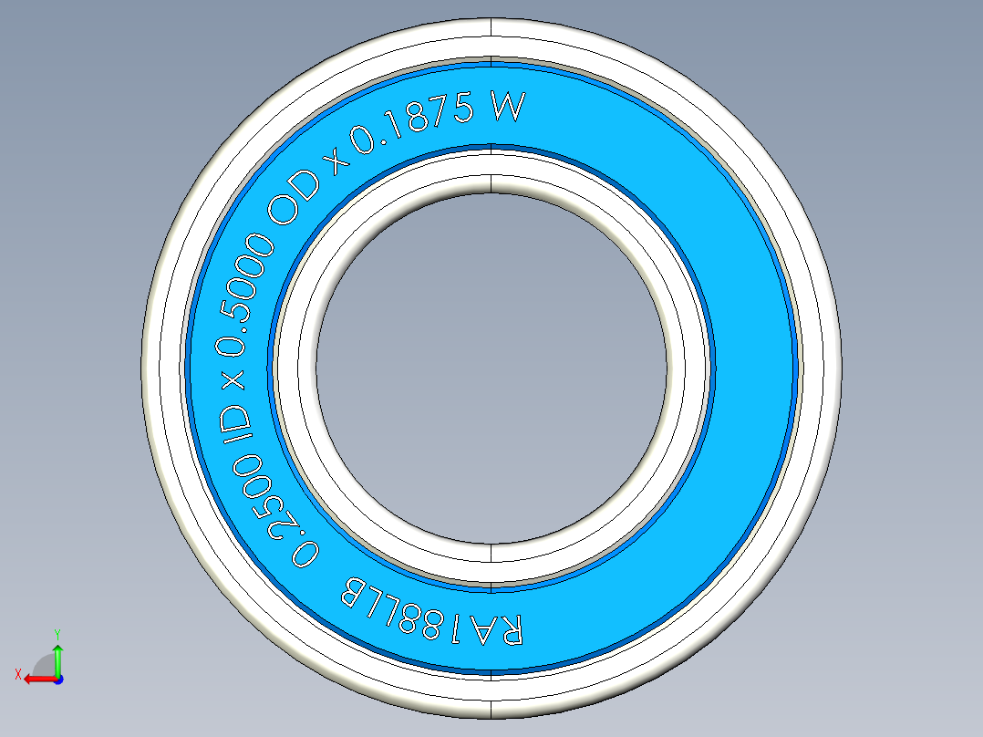 完整的全球参数化微型-小型轴承库，英制系列、宽(A)、双密封(LL) SolidWorks和Step CAD模型后视图