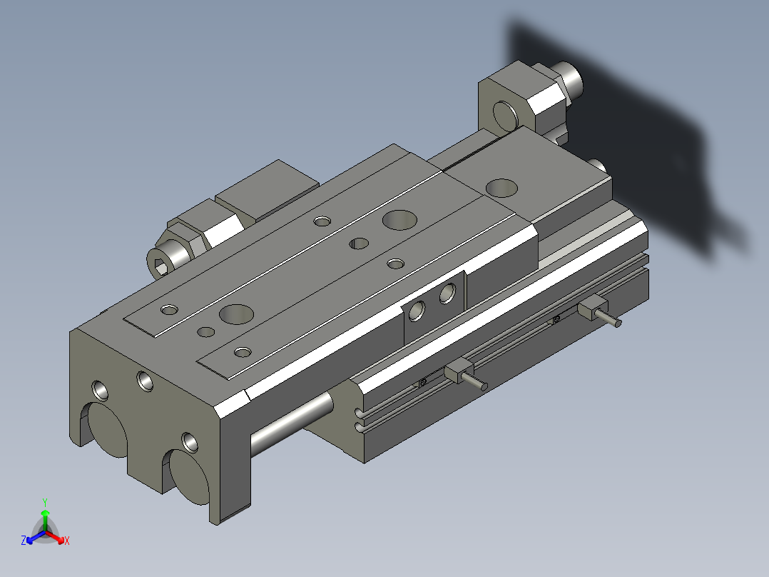 MXQ25-50A-M9PVL气动滑台正等轴测图