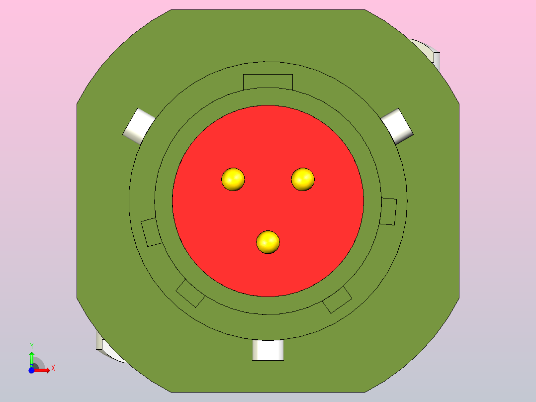 推入式信号-电源连接器，带外部锁的插头，3极前视图