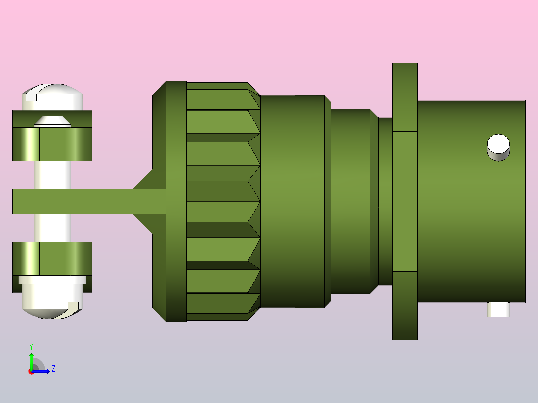 推入式信号-电源连接器，带外部锁的插头，3极左视图