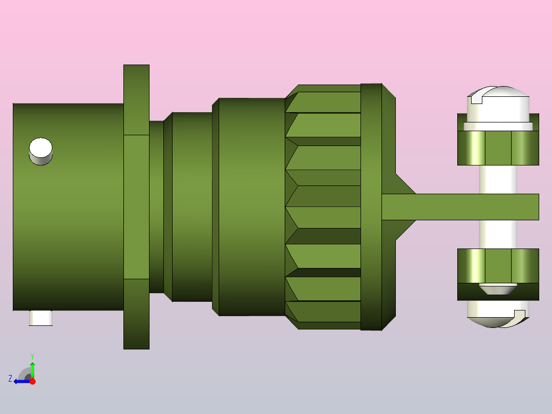 推入式信号-电源连接器，带外部锁的插头，3极右视图