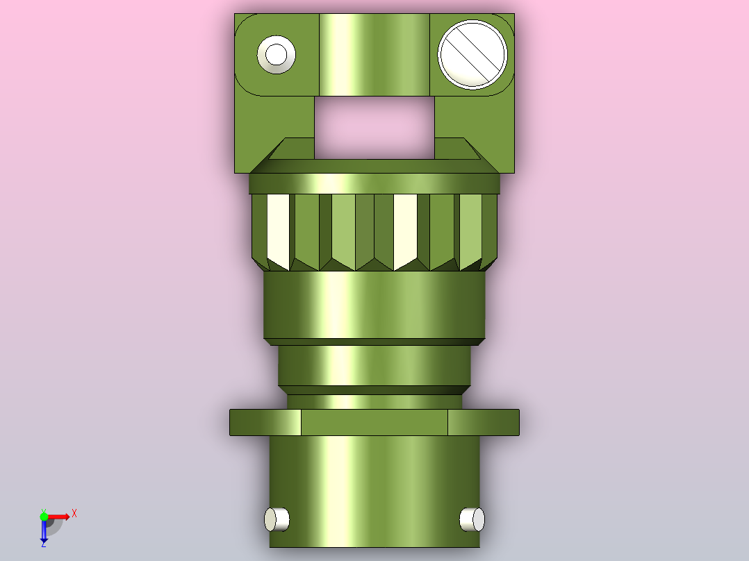 推入式信号-电源连接器，带外部锁的插头，3极俯视图