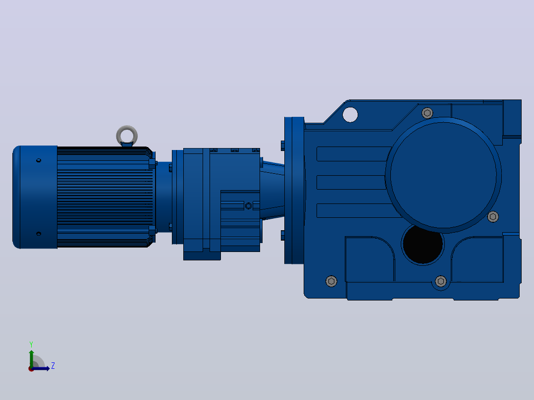 K87R57组合式螺旋锥齿轮减速机K87R57-Y0.75-4P-726-M1-0°-A左视图