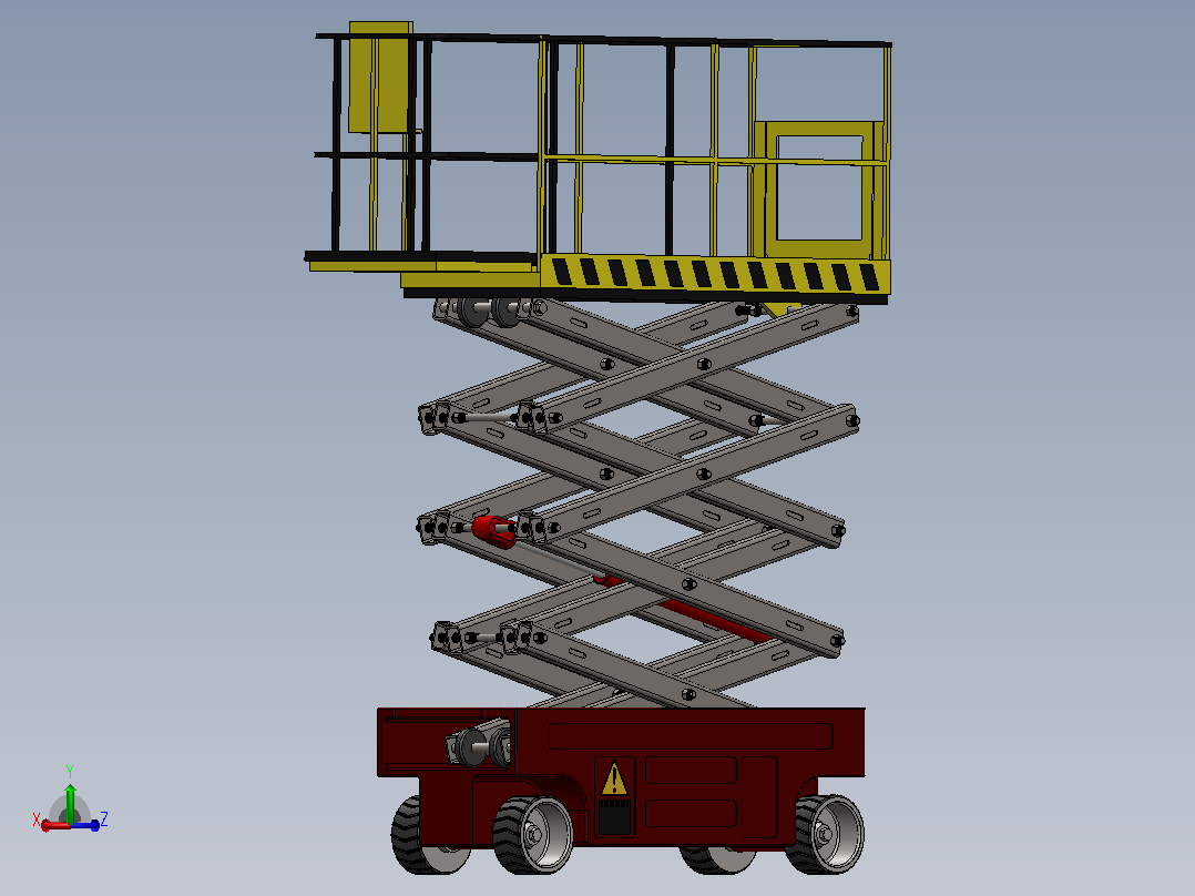 剪式升降机3D图纸+Solidworks设计主视图