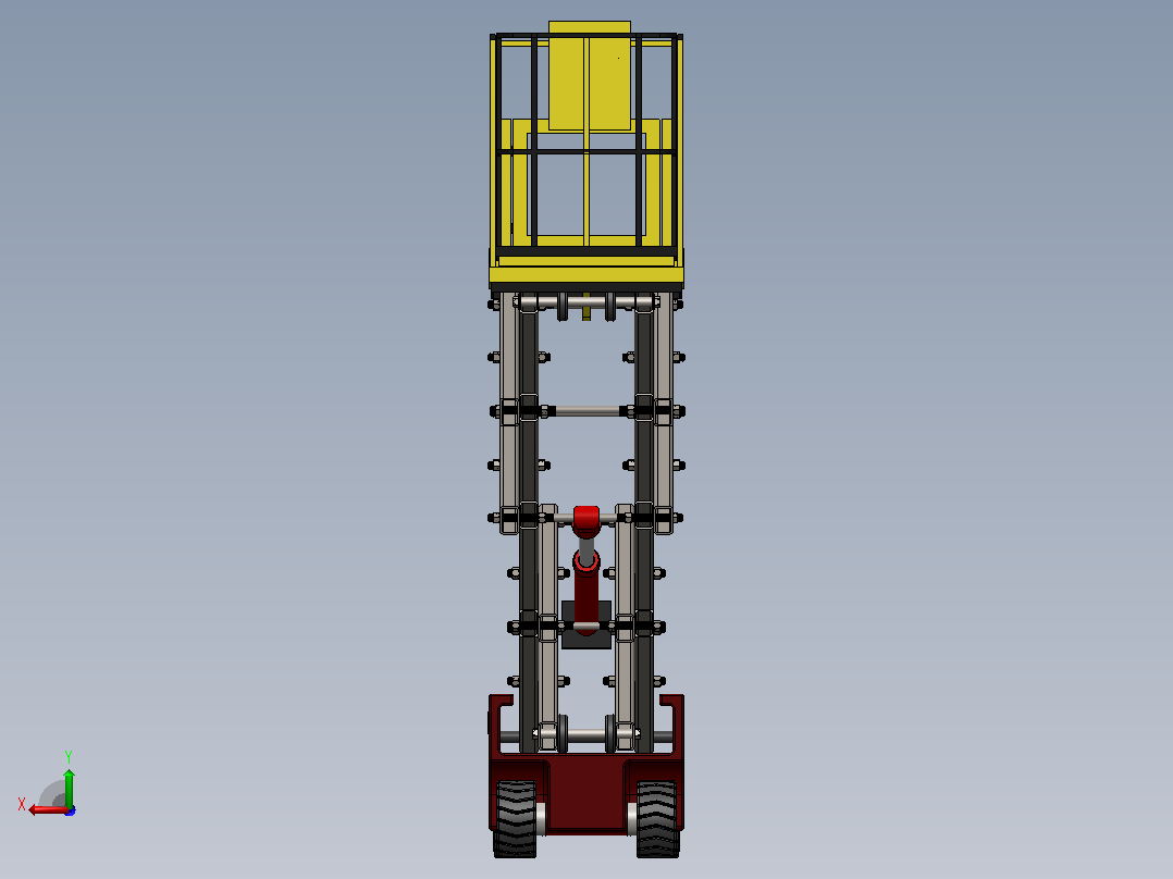 剪式升降机3D图纸+Solidworks设计后视图