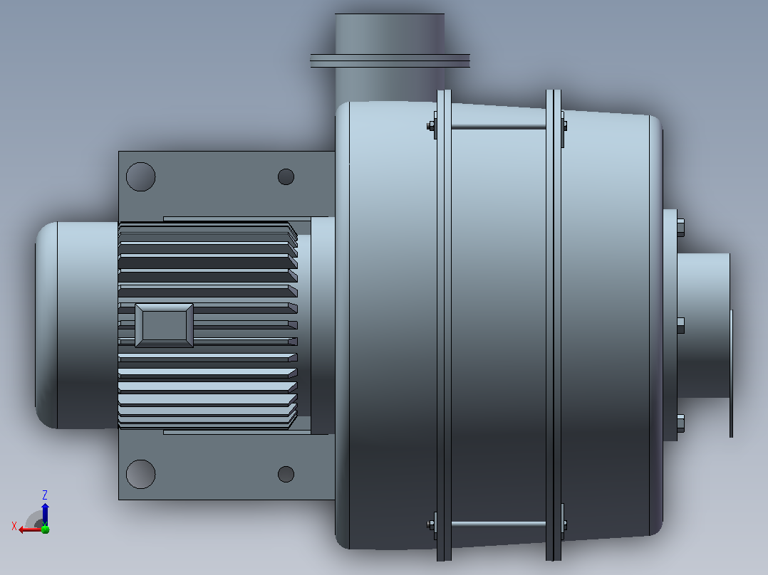 HTB75-053 3-stage透浦式多段式鼓风机[HTB-75-053]俯视图