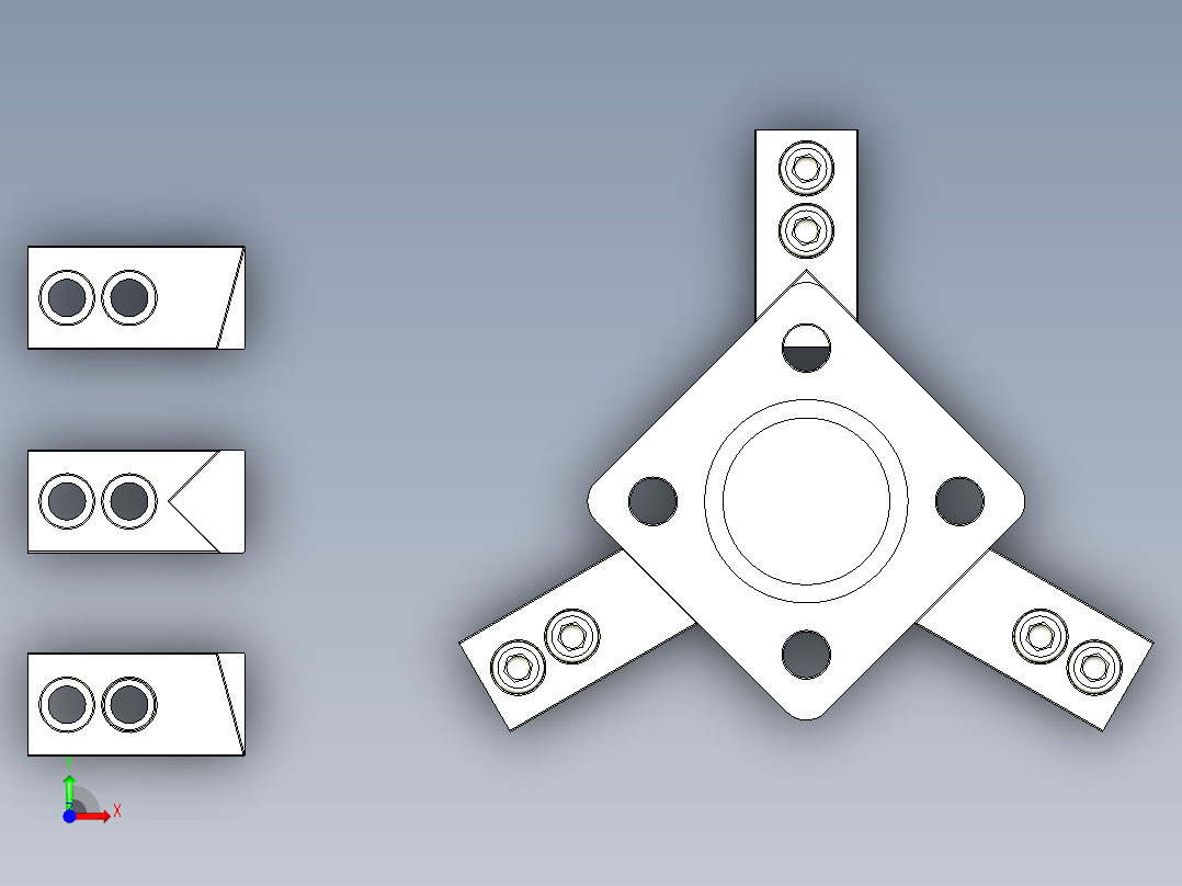 方形法兰3D模型前视图