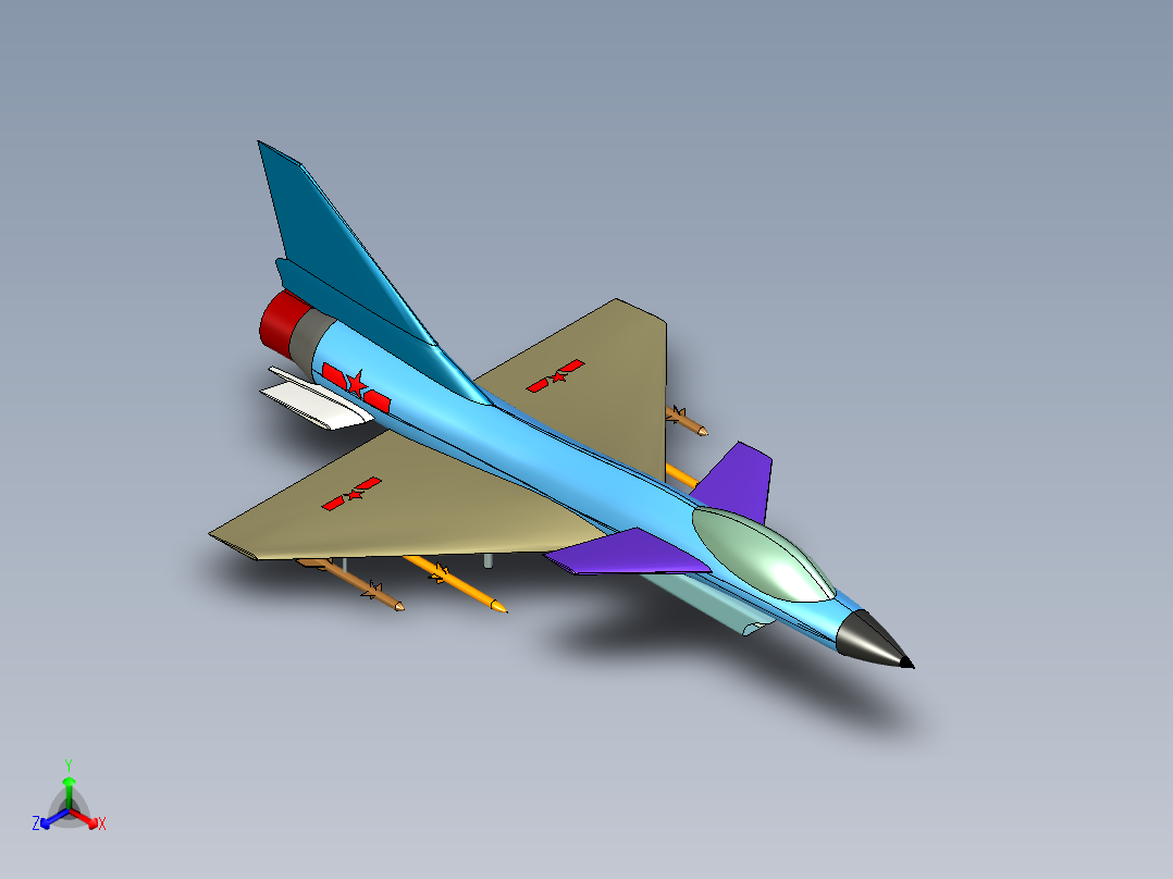 UG歼十模型正等轴测图