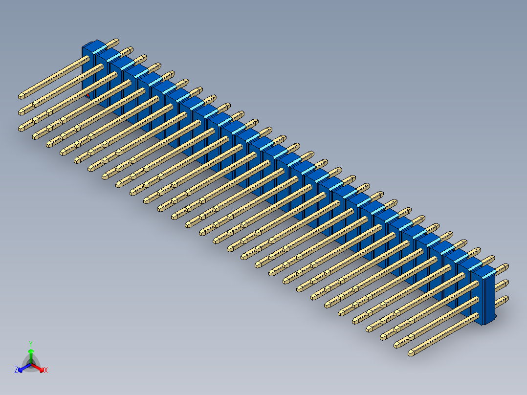 彩色公头100mil（2.54mm）系列-DS1021_blue_3x29p_100mil_Type5_rev1.0主视图