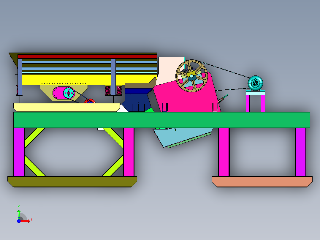 震动给料输送一体小型锤式制砂机前视图