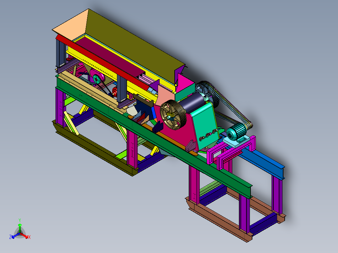 震动给料输送一体小型锤式制砂机正等轴测图