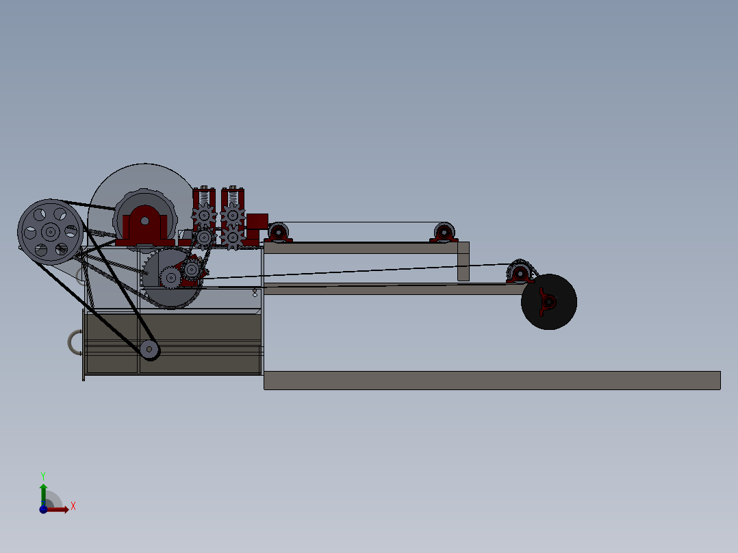 可移动全喂入式香蕉茎秆纤维提取机前视图